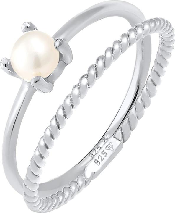 Elli PREMIUM Ring Ring Set Perle Twisted 925 Silber