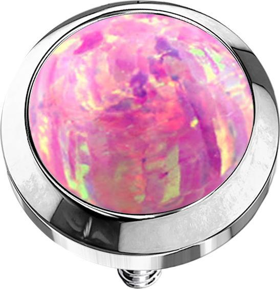 Star Piercing Dermal Anchor silber mit Opal pink (ohne Messing, Chirurgenstahl 316L)