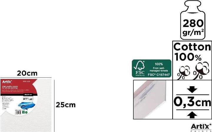 Produktbild Artix Malplatte 20x25x0,3cm 280G/m2