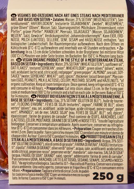 Nährwerte und Zutaten KoRo Fleischalternative auf Basis von Weizengluten, Mediterrane Art (3000 g)