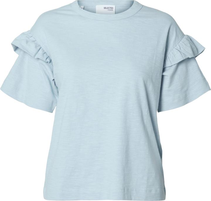 Selected Femme Bio-Baumwolle Rüschen T-Shirt (XS)