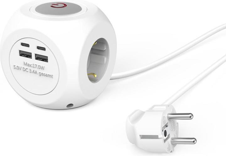 Immagine prodotto Hama Cubo di presa (3 x, USB-C, USB-A, CEE 7/3, 1.40 m)