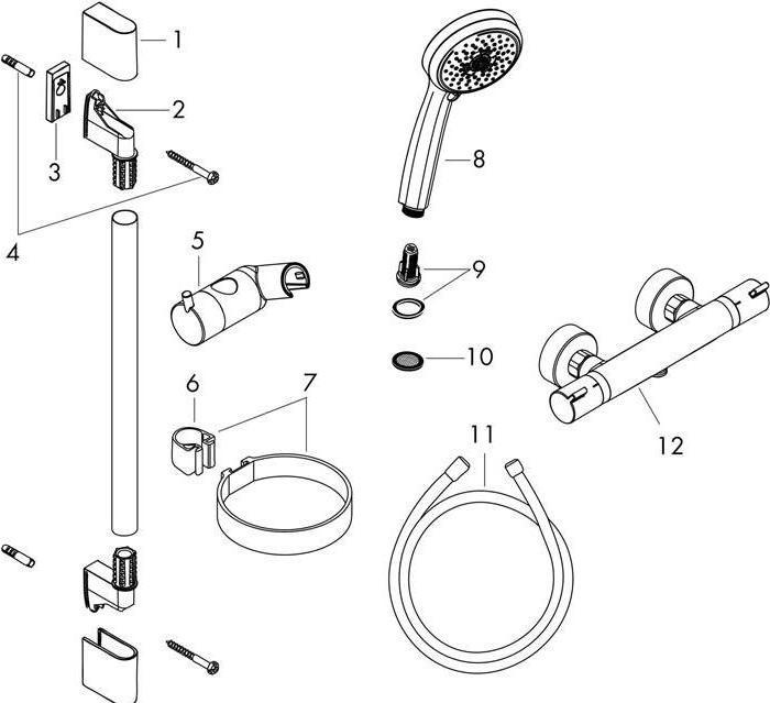 Actual product image hansgrohe Brausenkombi Croma 100 Ecostat 1001 SL u. Brausestange Unica 27085000