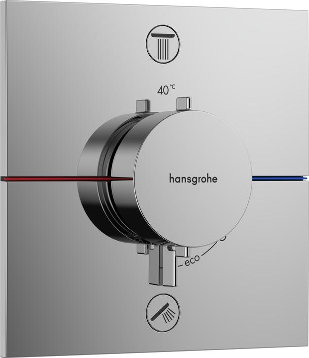 hansgrohe ShowerSelect Comfort E Thermostat, Unterputz, 2 Verbraucher, eckige Rosette, mit Sicherung