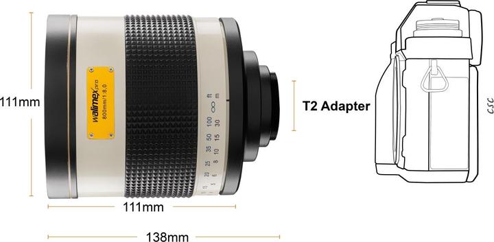 Produktbild Walimex 800mm f/8.0 DSLR Spiegel, Canon EF (Canon EF, Vollformat, APS-C / DX)