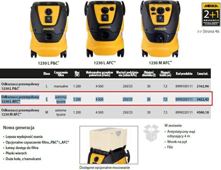 Produktbild Mirka Vakuumpumpe 1230 L Afc Automatisch (Nass-Trockensauger)