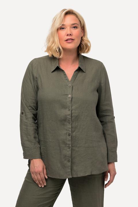 Produktbild Ulla Popken Bluse, Leinen, offener Kragen, Langarm (42, 44)
