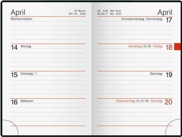 Actual product image Rido Pocket calendar industry I 7,2x11,2cm 1 week/page plastic black 2025