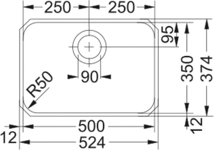 Actual product image Franke Spüle Largo LAX 110-50 (35) CRNI (Undermount sink, 37.40 cm, 52.40 cm)