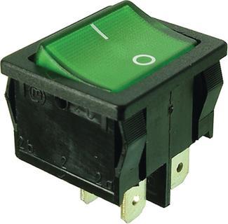 Marquardt Wippschalter, 10 A, 2 Schliesser, 250V, EIN-AUS rastend, IP40, Schwarz/Grün