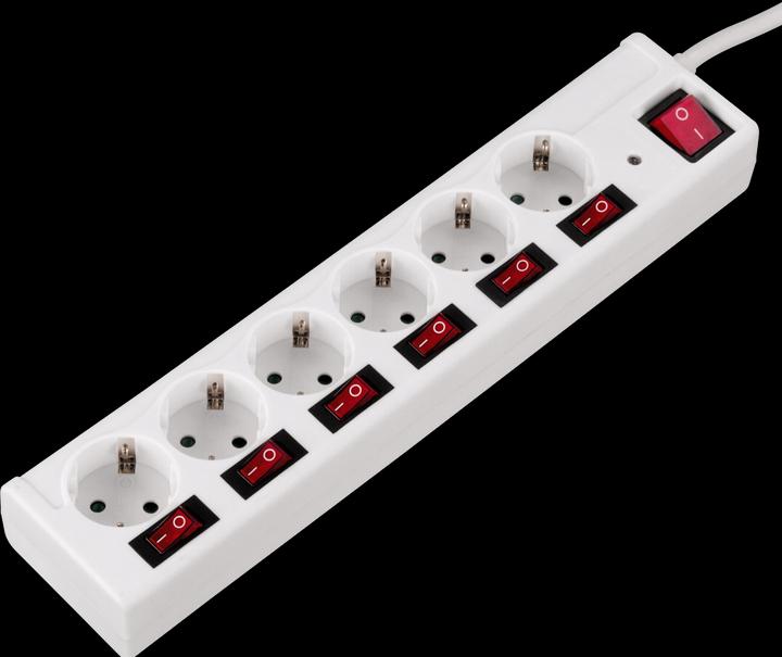 Actual product image Hama socket strip (6 x, CEE 7/3, 1.40 m)