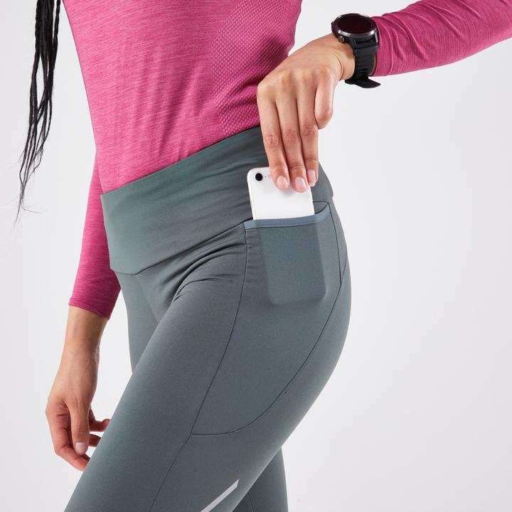 Image du produit Kiprun Maillot de course long femme - Run 500 Warm vert (W26/L30)