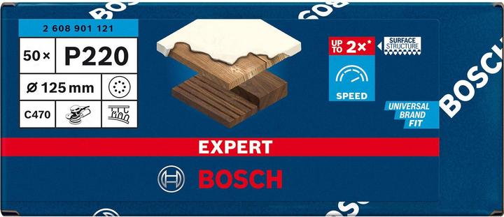 Productafbeelding Bosch Professional Zubehör Expert C470 Schuurpapier met 8 gaten voor excentrische schuurmachine, 125 mm, G 220, 50 st. (220)