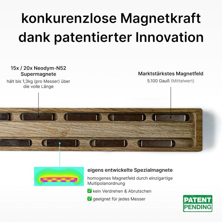 Actual product image Hannes design Magnetic Knife Holder Wood Without Logo 520mm Oak