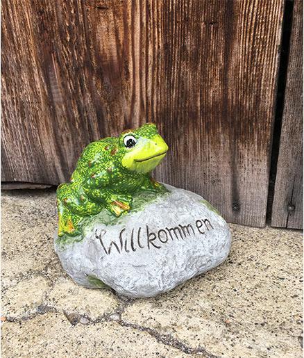 Produktbild Bekos Willkommen Dekostein mit lustigem Frosch