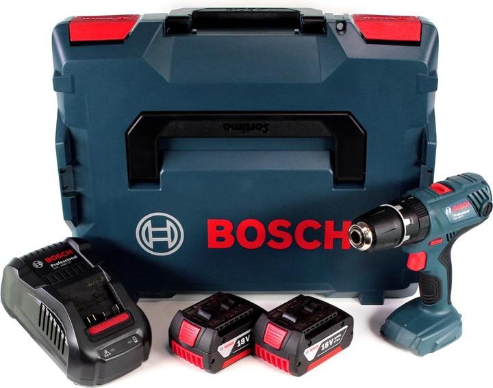 Produktbild Bosch Professional GSB 18V-21 Akku Schlagbohrschrauber 18V 55Nm + 2x Akku 3,0Ah + Ladegerät + L-Boxx (Akkubetrieb)