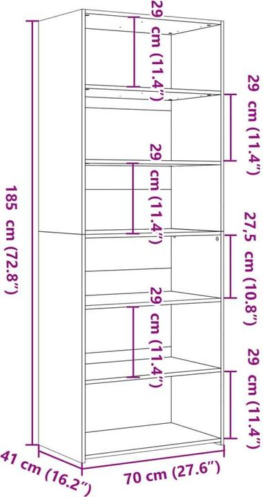 Actual product image VidaXL Highboard (70 x 41 x 185 cm)