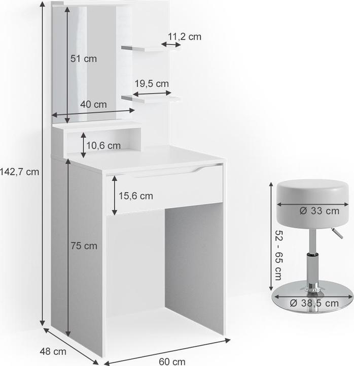 Produktbild Vicco Ruben mit Hocker (60 x 48 x 143 cm)