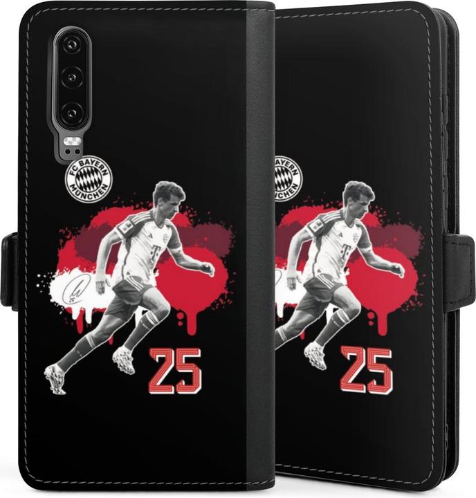 Produktbild DeinDesign Tasche für Huawei P30 Handy Flip Case Wallet Cover Handytasche Leder FC Bayern München Offizielles (Huawei P30)