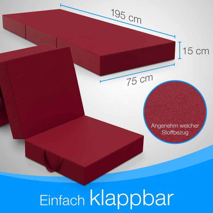 Actual product image Bestschlaf Klappmatratze, 3-teilige Faltmatratze, Reisebett, Gästematratze (75 x 195 cm, Foam core)