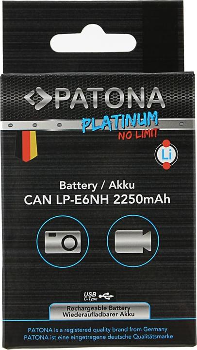 Produktbild Patona Platinum Akku mit USB-C Input Canon LP-E6NH (Kamera Akku)