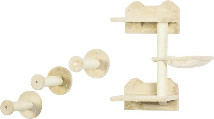 Image du produit PawHut Mur d'escalade (73 cm, Beige+Blanc crème)