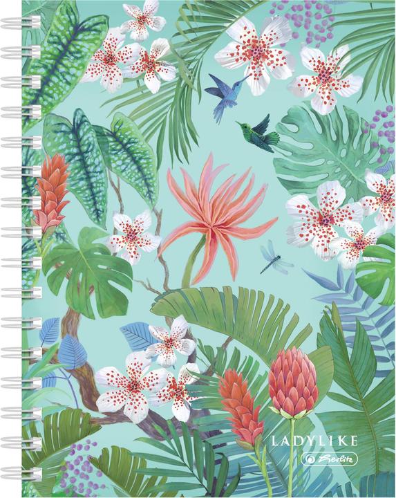 Herlitz Cahier d'école à spirales Ladylike Jungle A5, 100 feuilles (A5, Quadrillé)