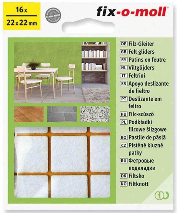 Fix-o-moll Felt gliders 3 mm / 22 x 22 mm 16 x (Felt gliders, 16 Piece)