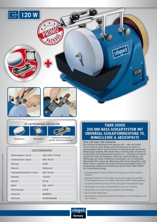 Immagine prodotto Scheppach TIGER 2000S Sistema di macinazione a umido 230V 50Hz 120W (Levigatrice, 120 W)