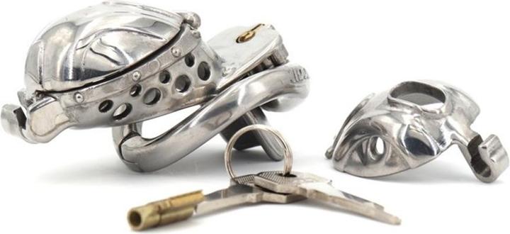 Actual product image CockLock Metal Penis Chastity Cage "Double Endy