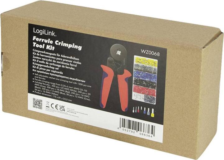 Immagine prodotto LogiLink Pinze per crimpare i capicorda con 1200 capicorda inclusi (180 mm)