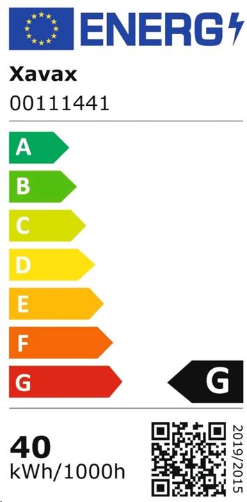 Etichetta energetica Xavax Lampada da forno (E14, 40 W, 330 lm, 1 x, G)