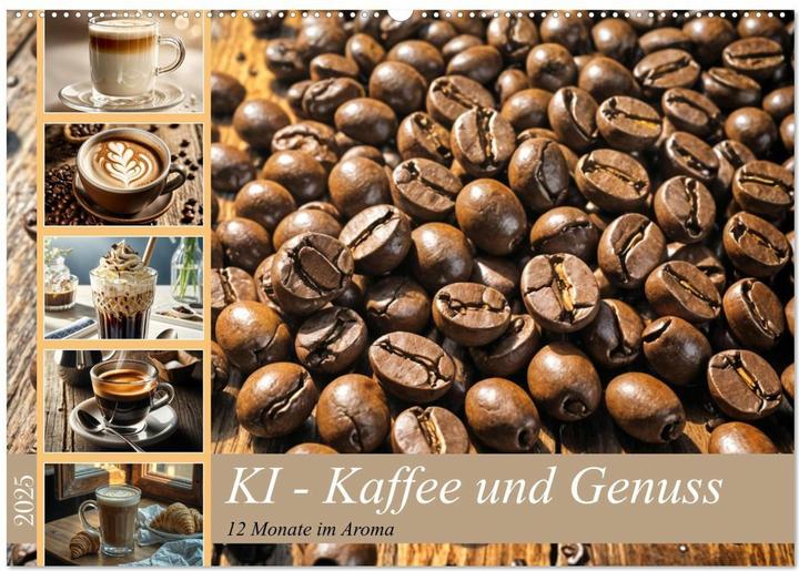 Produktbild KI - Kaffee und Genuss 12 Monate im Aroma (Wandkalender 2025 DIN A2 quer), Monatskalen (A2, Deutsch)