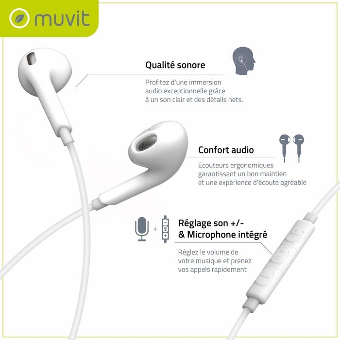 Produktbild Muvit Ecouteurs USB-C Plastique Recycle Blanc (Kabelgebunden)
