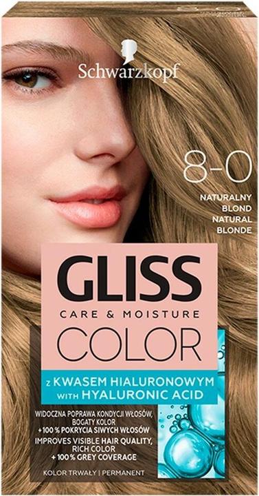 Schwarzkopf Gliss Color Hair Dye 8-0 Natural For blonde hair (8-0 Natural Blond)