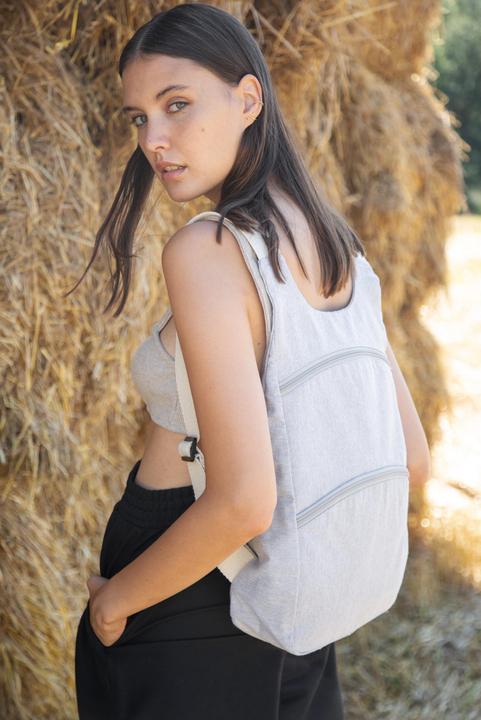 Actual product image Kimood Recycled pattern backpack with anti-theft back pocket