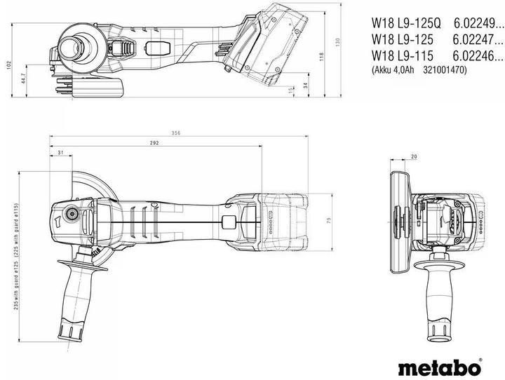 Produktbild Metabo Akku-Winkelschleifer W 18 L 9-125 (125 mm)