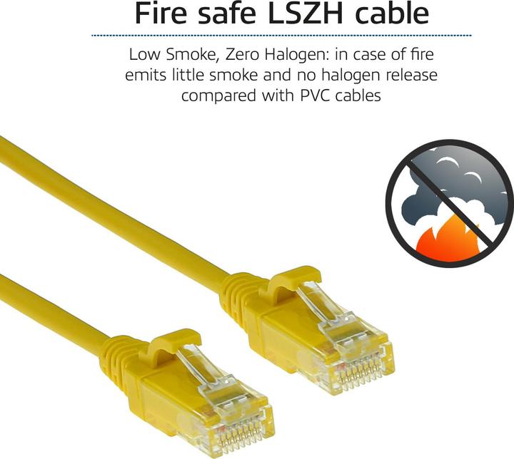 Image du produit Jaune 3 mètres LSZH U/UTP CAT6 datacenter slimline patch cable snagless with RJ45 connectors (U/UTP, CAT6, 3 m)