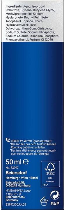 Nährwerte und Zutaten NIVEA MEN Anti-Age Hyaluron Hydro Gesichtsgel (50 ml, Gesichtsgel)