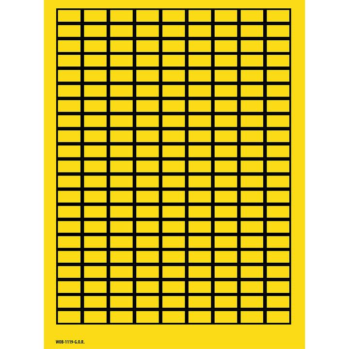 Brady B-500, WOB-1119-G.O.R., Étiquettes repositionnables, vinyle, jaune, 11 x 19 mm, repositionnables (25