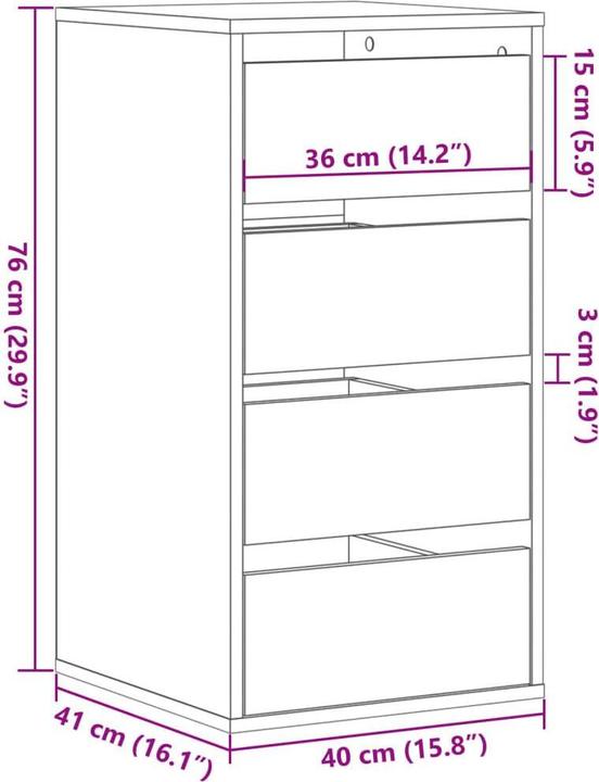 Immagine prodotto VidaXL Cassettiera (40 x 41 x 76 cm)