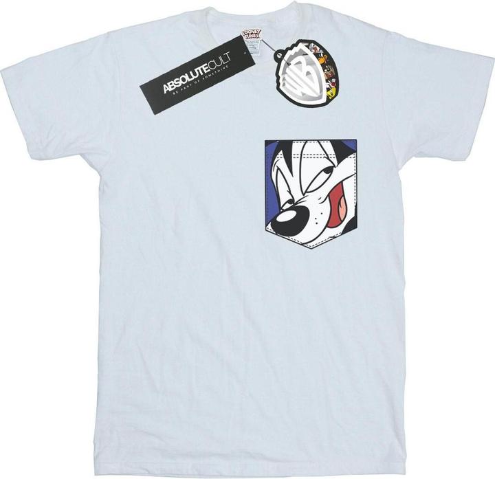 Looney Tunes Pepe Le Pew Face Faux Pocket TShirt (S)