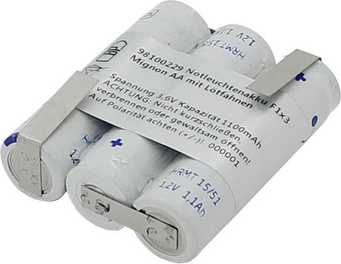 Actual product image XCell Notleuchtenakku NiMH 3,6V 1100mAh F1x3 Mignon AA mit Lötfahnen (1 pcs., 1100 mAh, Battery + charger)