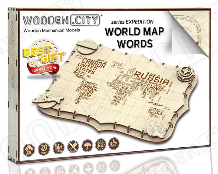 Image du produit WoodenCity Carte du monde Map Expedition Series Words