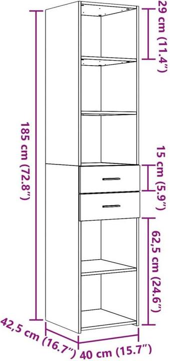 Actual product image VidaXL Highboard (40 x 42.5 x 185 cm)