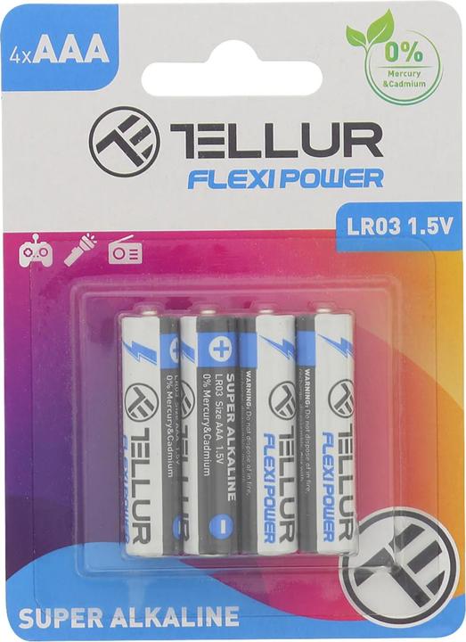Produktbild Tellur Flexi Power battery, Super Alkaline, AAA LR03, 1.5V, 4 pcs/set (4 Stk., AAA)