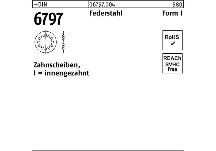 Actual product image Toothed lock washer DIN 6797 Form I internal teeth I 28 spring steel