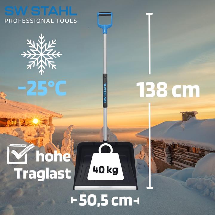 Produktbild SW-Stahl 98100L Schneeschieber Klappbar I platzsparend I stabil I 138cm lang Aluminium Schneeschaufe