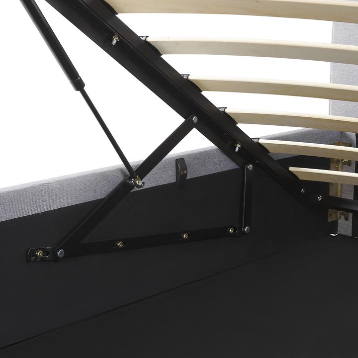 Actual product image Beliani Light grey upholstered bed with folding bed base 180 x 200 cm DREUX (180 x 200 cm)