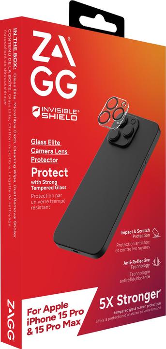 Actual product image Zagg InvisibleShield iPhone 15 Pro / Pro Max Camera Lens Protection Glass Elite (1 Piece, Apple iPhone 15 Pro)